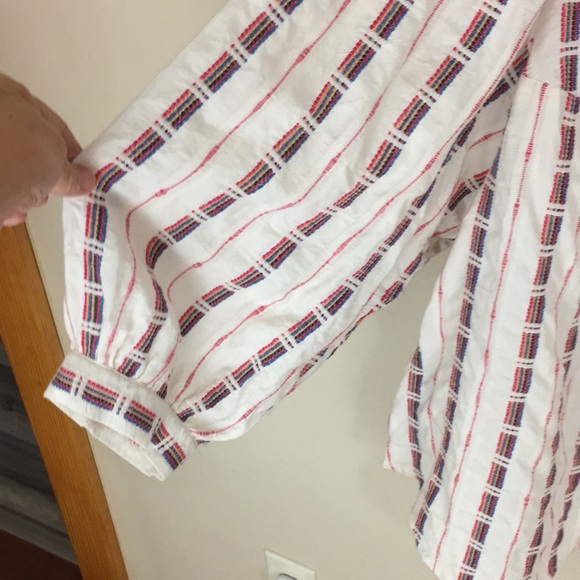 Pilcro Anthropologie Cotton Boho Embroidered Bella Femme Puff Sleeve Top XL - Picture 9 of 16